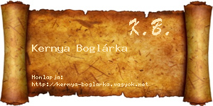 Kernya Boglárka névjegykártya
